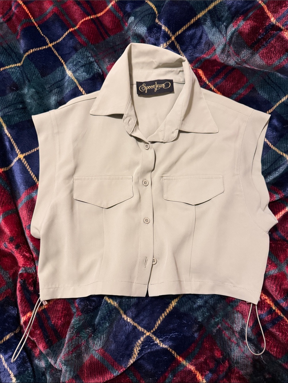 Olive Green Cropped Button-Front